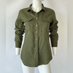Sage Green Button Down Shirt, Size XS Olive Green Long Sleeve